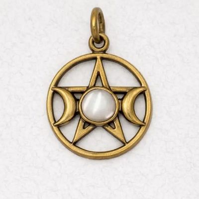 Bronze Pendant Mother of the Pearl Inlay