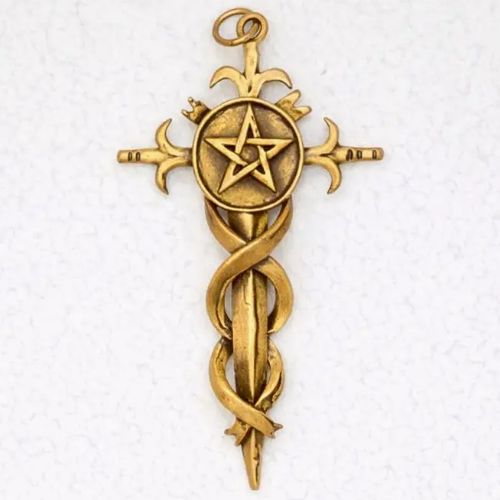 Bronze Pendant Pentacle on Sword