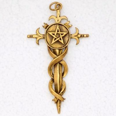 Bronze Pendant Pentacle on Sword