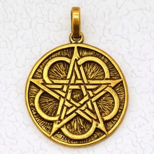Bronze Pendant Pentacle on Seed of Life