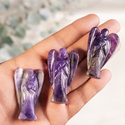 Amethyst Angel Gemstone Carving 55mm