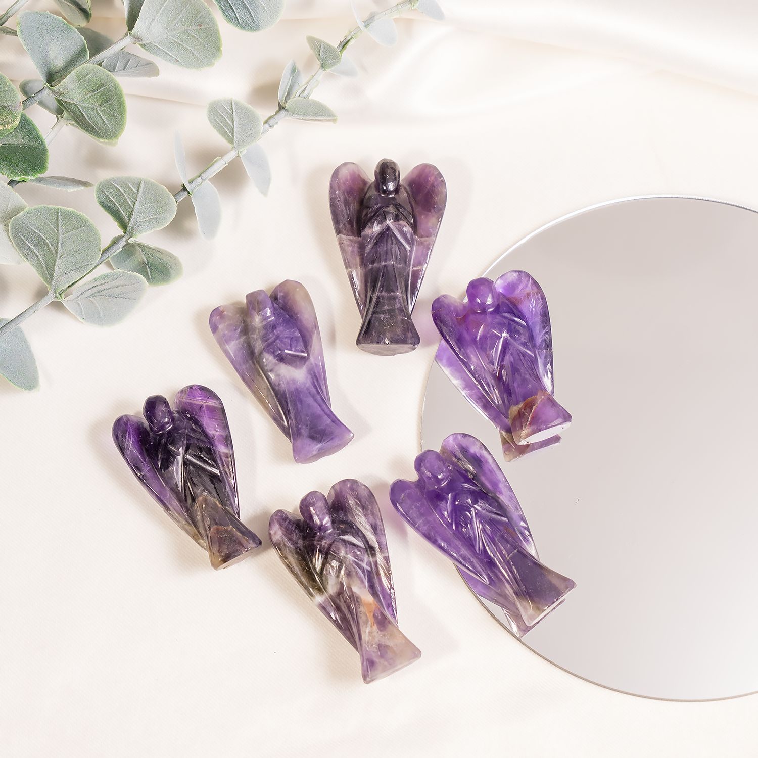Amethyst Angel Gemstone Carving 55mm
