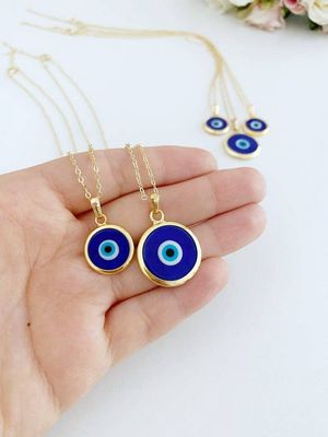 Necklace Blue Evil Eye Necklace w/ Blue Murano Evil Eye Bead (20Mm)