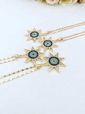 Necklace Evil Eye North Star  Rose Gold Zirconia