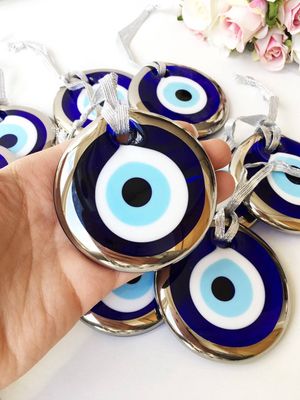 Evil Eye bead w/ gold cord, 7cm