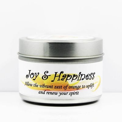 Candle Metal Tin  Joy &amp; Happiness 4 oz