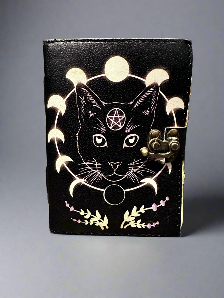 Journal Wicca Cat Leather Journal | Blank Vintage
