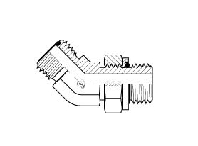 1&quot; Male ORFS x 1&quot; Male BSPP Adj. 45° Elbow