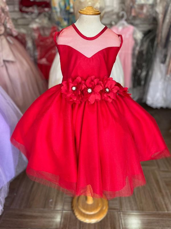 VESTIDO DE CEREMONIA CIRCULAR COLOR ROJO