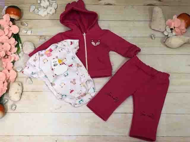 PANTS 3PZ NIÑA PAÑALERO ANIMALITOS FUSHIA