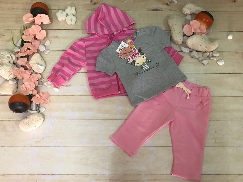 CONJUNTO 3 PZAS NIÑA C/CATARINA ROSA
