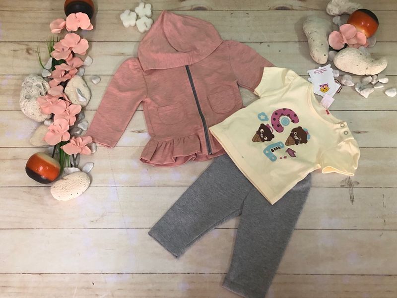 CONJUNTO 3 PZAS NIÑA NIEVES OSITAS  COOL ROSA