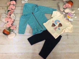 CONJUNTO 3 PZAS NIÑA NIEVES OSITAS  COOL AQUA