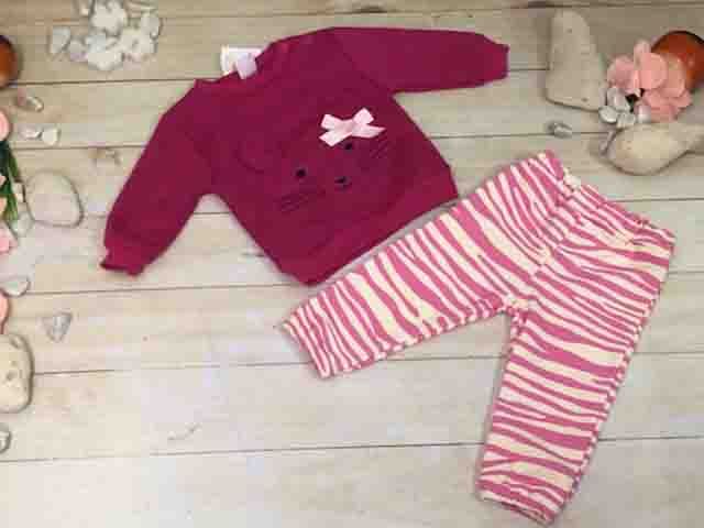 PANTS 2PZ GATITA C/MOÑO FUSHIA