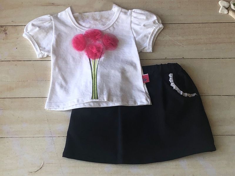 CONJUNTO 2PZ  NIÑA PLAERA FLOR TUL  AZUL