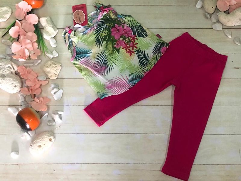 CONJUNTO 2PZ NIÑA BLUSA S/M MOÑO  FIUSHA