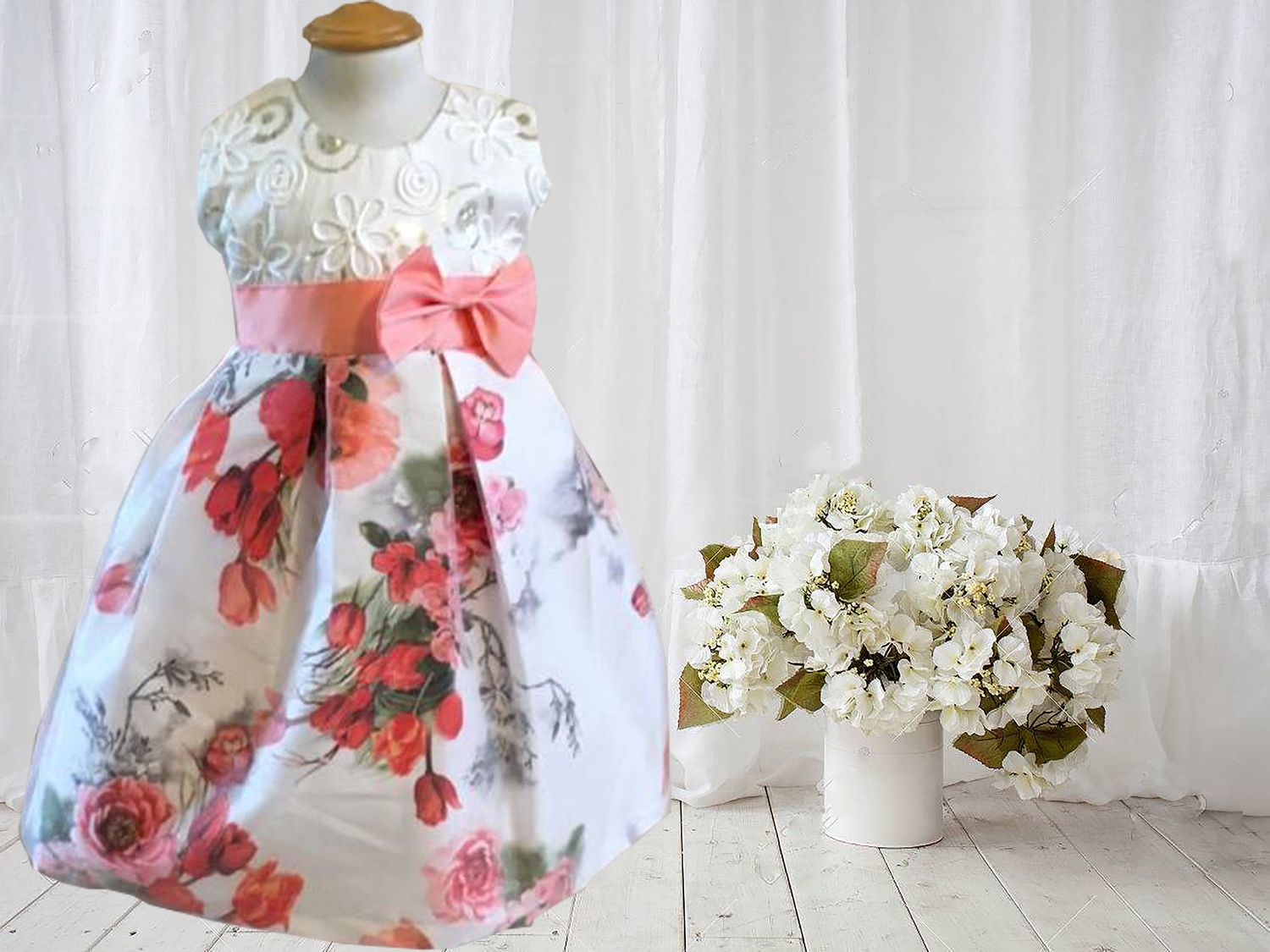 VESTIDO FIESTA PETO BORDADO DURAZNO