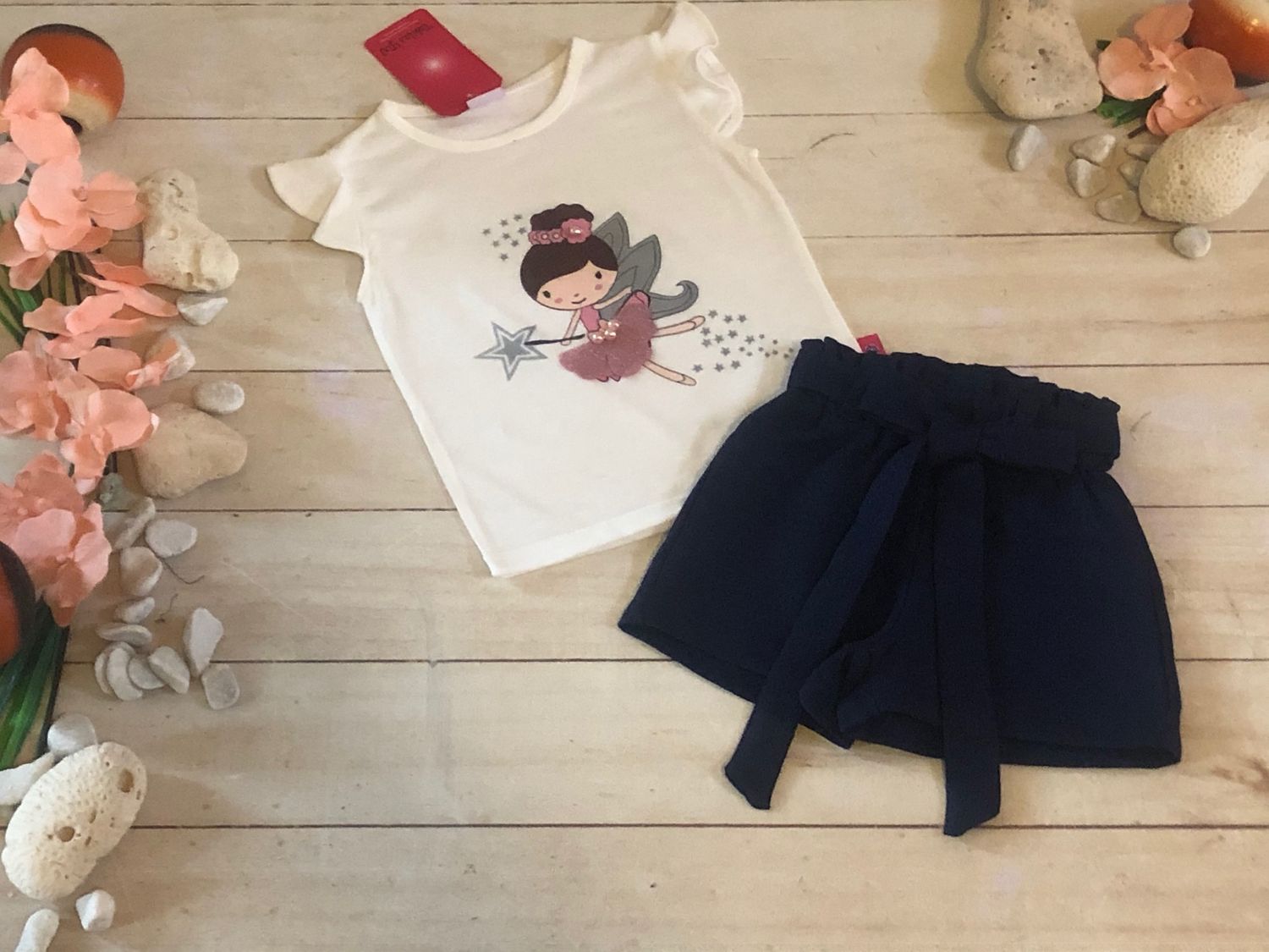 CONJUNTO 2PZ ÑA SHORT FLOJO C/MOÑO AZUL