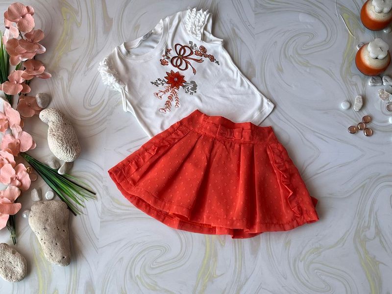 CONJUNTO 2 PZAS BLUSA Y FALDA NARANJA