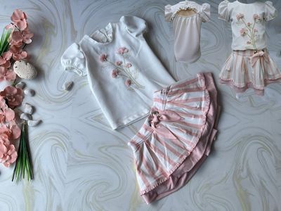 CONJUNTO 2 PZAS EN ROSA A RAYAS