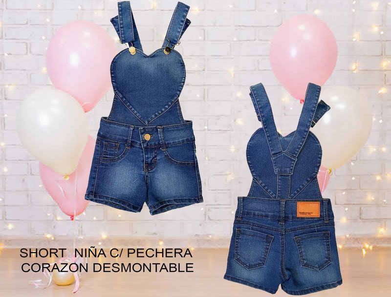 SHORT  NIÑA C/ PECHERA CORAZON DESMONTABLE