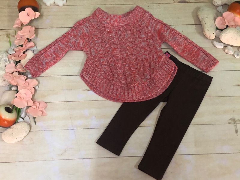 CONJUNTO 2 PZAS SUETER TEJIDO CORTE REDONDO