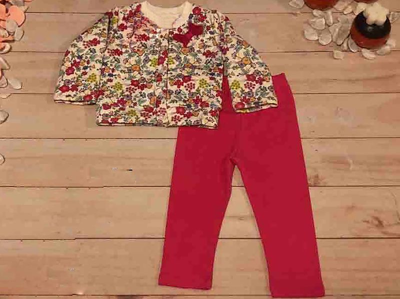 CONJUNTO 2 PZAS SUDADERA FLORECITAS FUSHIA