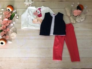 CONJUNTO 3PZ NIÑA CHAL ABOLLONADO AZUL