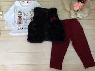 CONJUNTO 3PZ NIÑA CHAL PELUCHE AMIGAS NEGRO