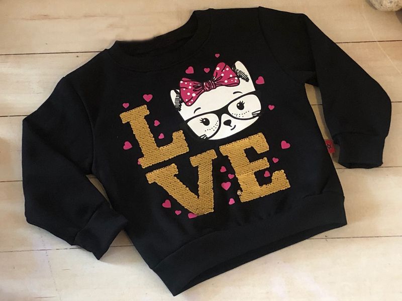 SUDADERA AZUL  NIÑA GATITA LOVE