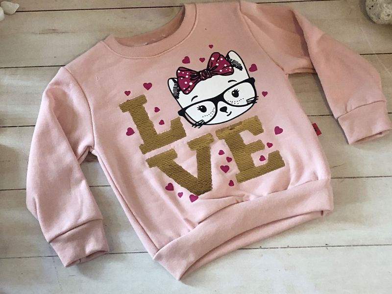 SUDADERA  ROSA NIÑA GATITA LOVE