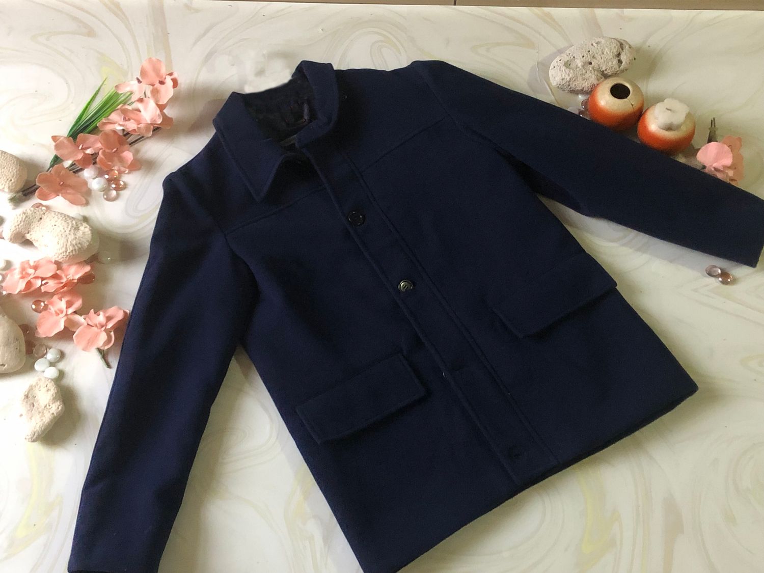 ABRIGO NIÑA CAPUCHA Y MOÑO AZUL