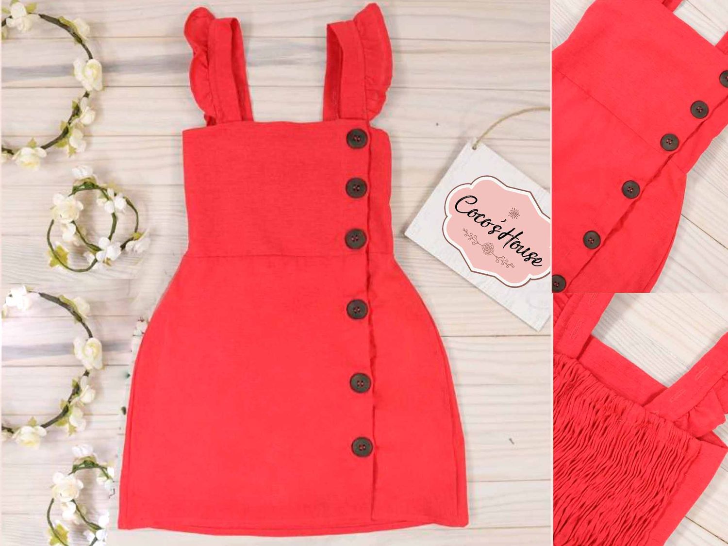 VESTIDO CON BOTONES ROJO