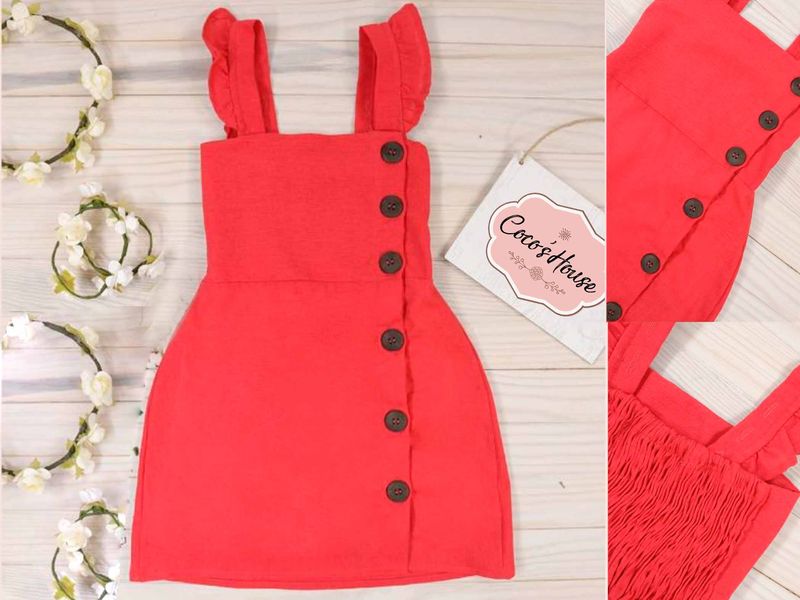 VESTIDO CON BOTONES ROJO