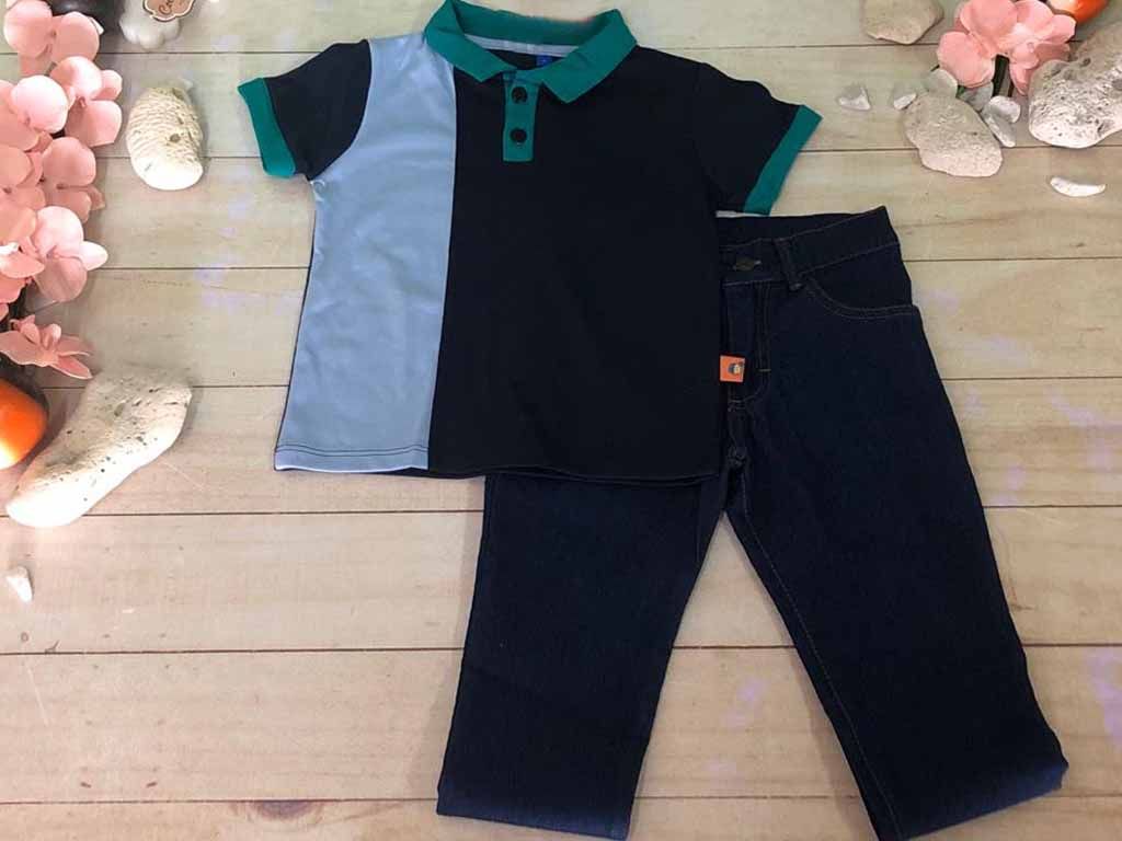 CONJUNTO 2 PZAS NIÑO PLAYERA AZUL SENCILLA