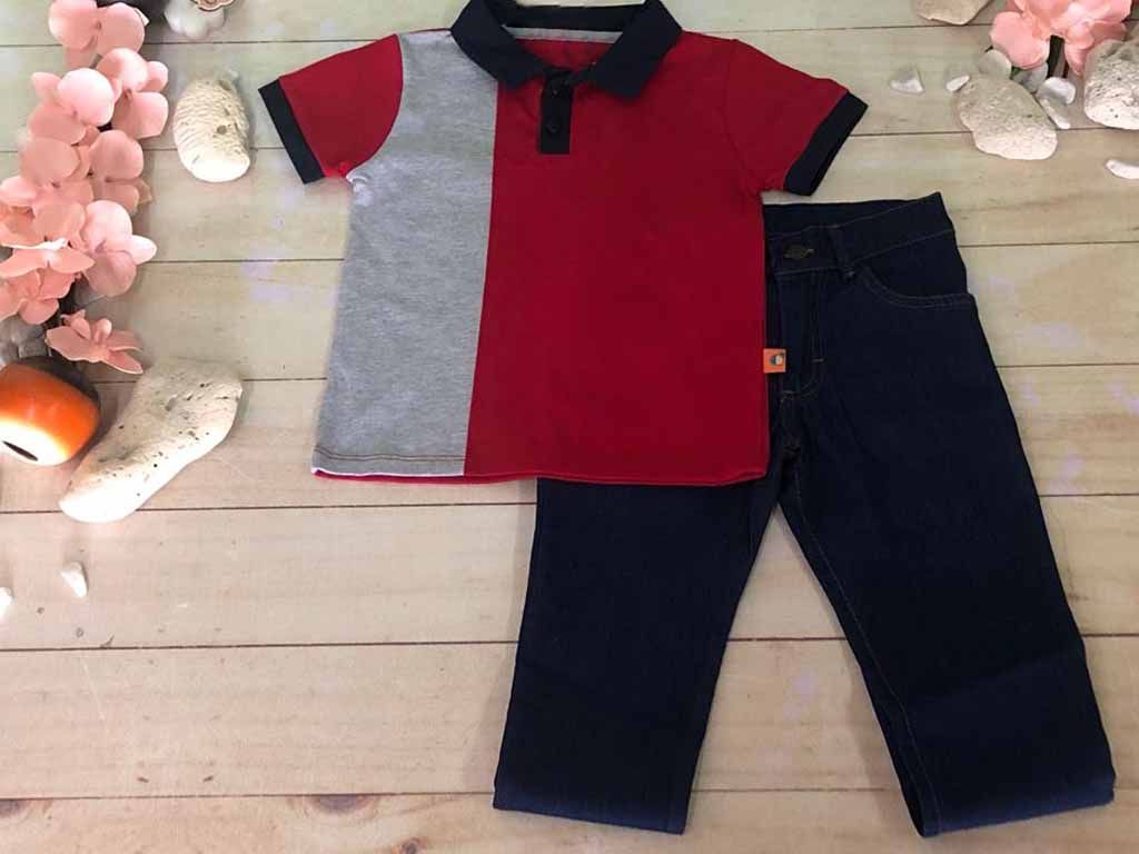CONJUNTO 2 PZAS NIÑO PLAYERA ROJA SENCILLA