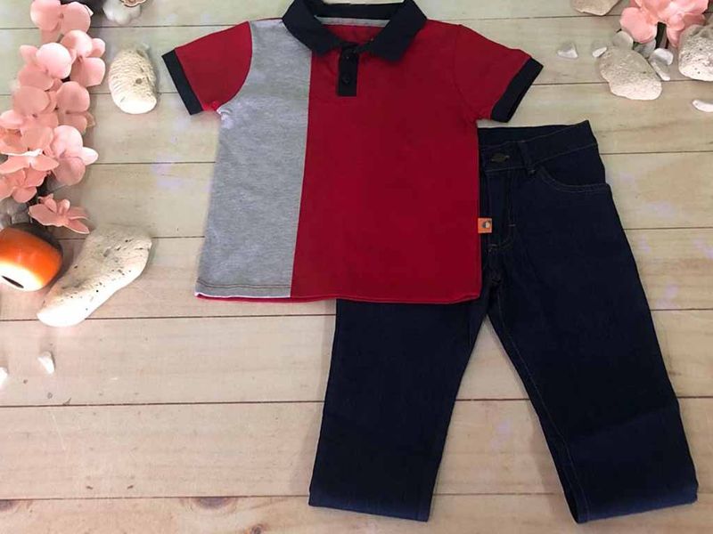 CONJUNTO 2 PZAS NIÑO PLAYERA ROJA SENCILLA