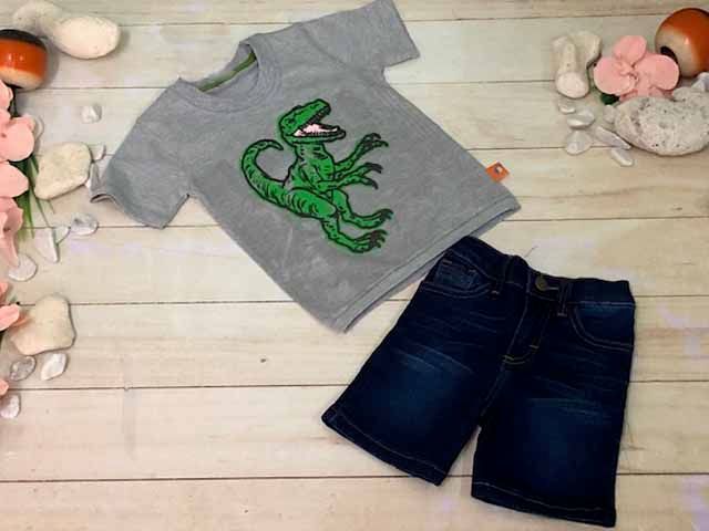 CONJUNTO 2PZ NIÑO PLAY DINO GRIS