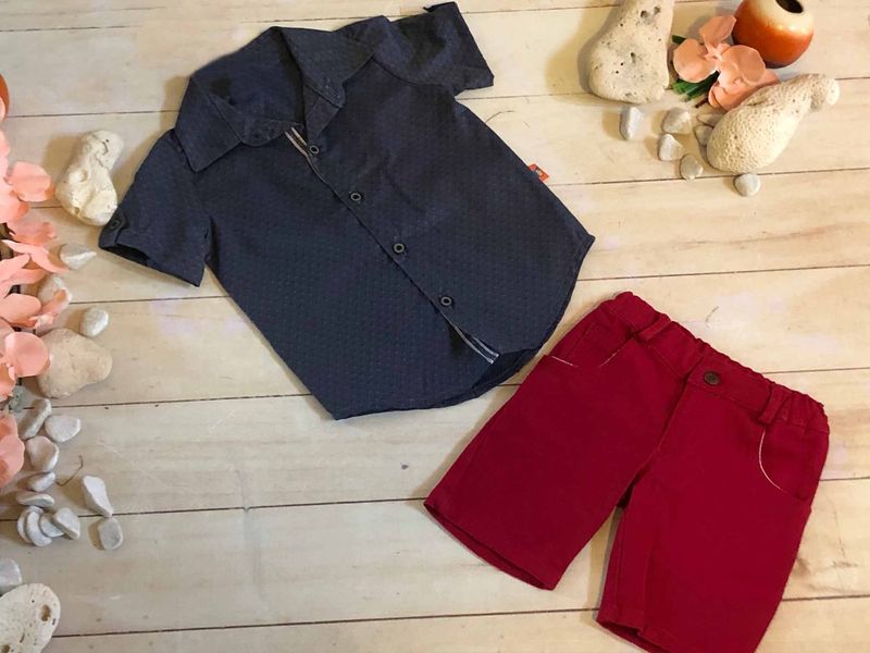 CONJUNTO 2PZ CAMISA C/VISTAS ROJO