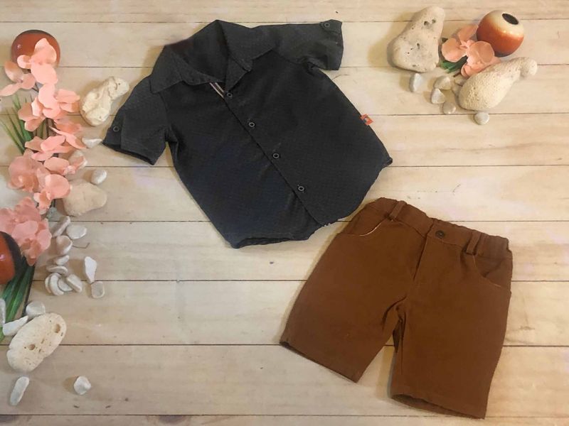 CONJUNTO 2PZ CAMISA C/VISTAS CAQUI