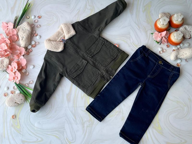 CONJUNTO 2 PZAS CHAMARA FORRADA C/RESOERTE VERDE