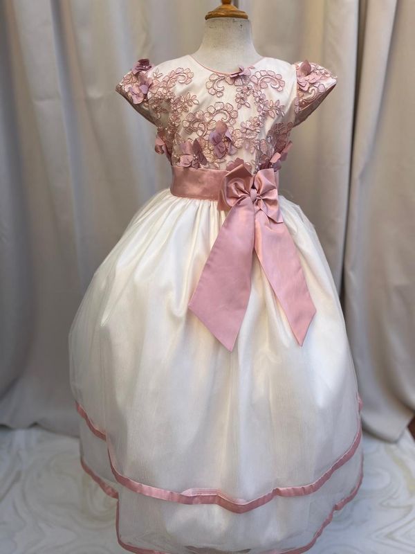VESTIDO CEREMONIA COLOR HUE CON PALO DE ROSA