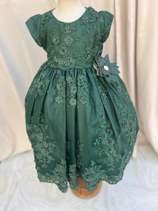 VESTIDO DE CEREMONIA BORDADO VERDE BOTELLA