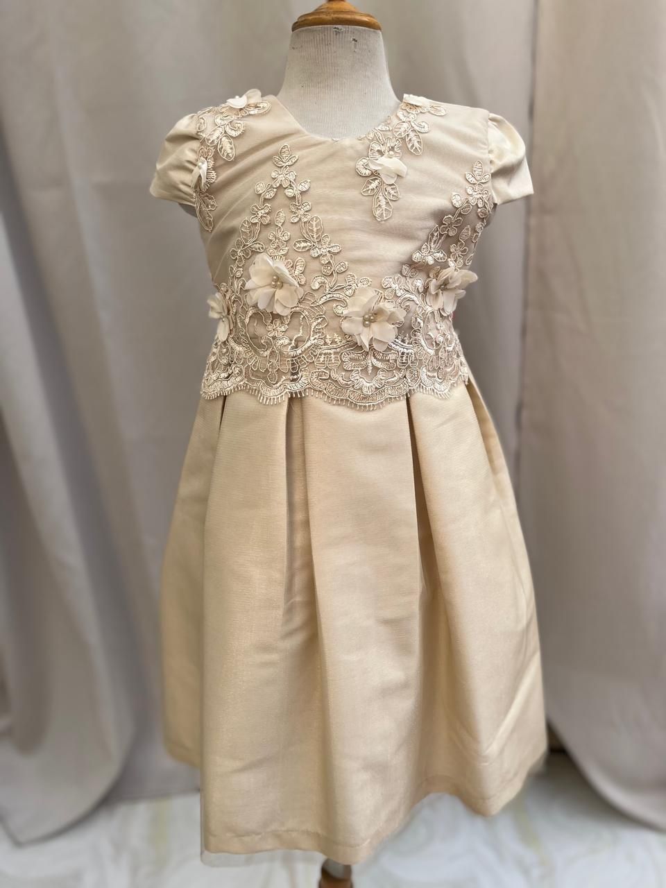 VESTIDO TUL BORDADO EN PETO PALO DE BEIGE