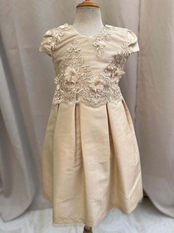 VESTIDO TUL BORDADO EN PETO PALO DE BEIGE