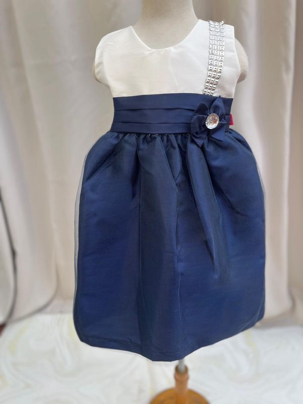VESTIDO MOÑO C/PIEDRA  AZUL