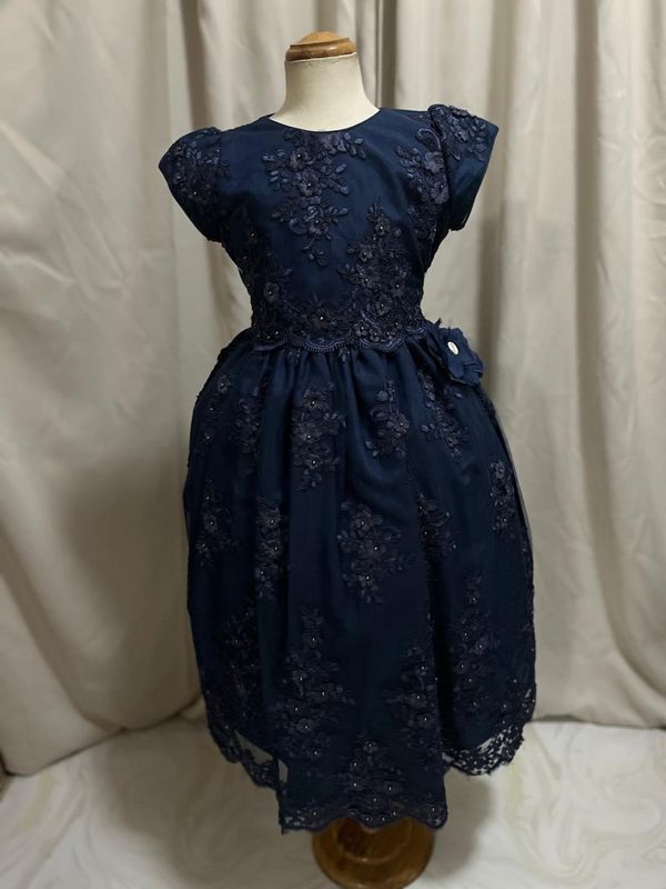 VESTIDO DE CEREMONIA BORDADO AZUL MARINO