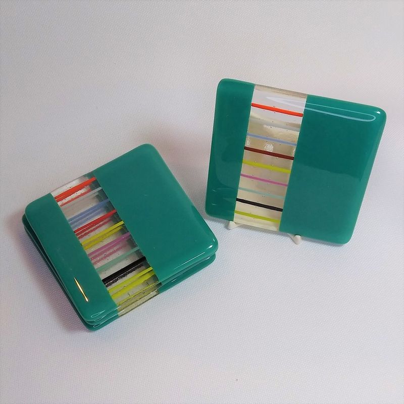 Fused Glass Coaster - Candystripe Design