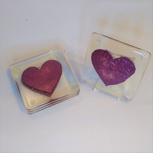 Fused Glass Coaster - Heart Design