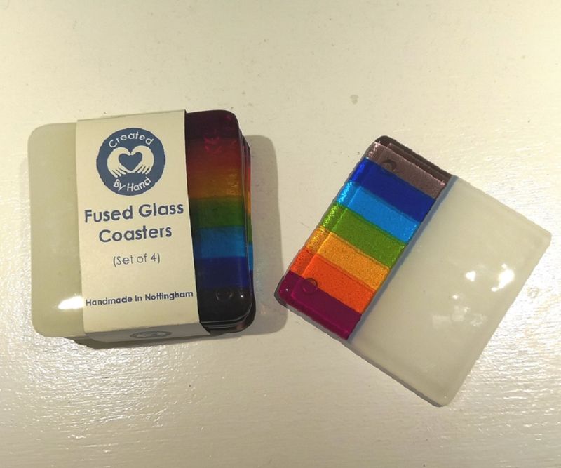 Fused Glass Coaster - Rainbow Design